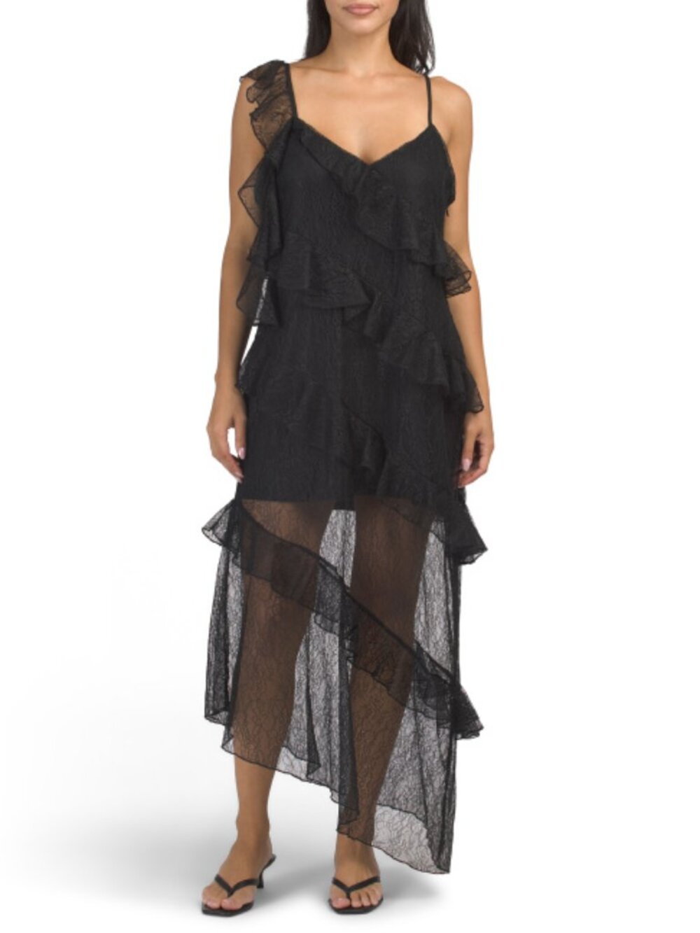 LOVE FIRE Print Ruffle Midi Dress